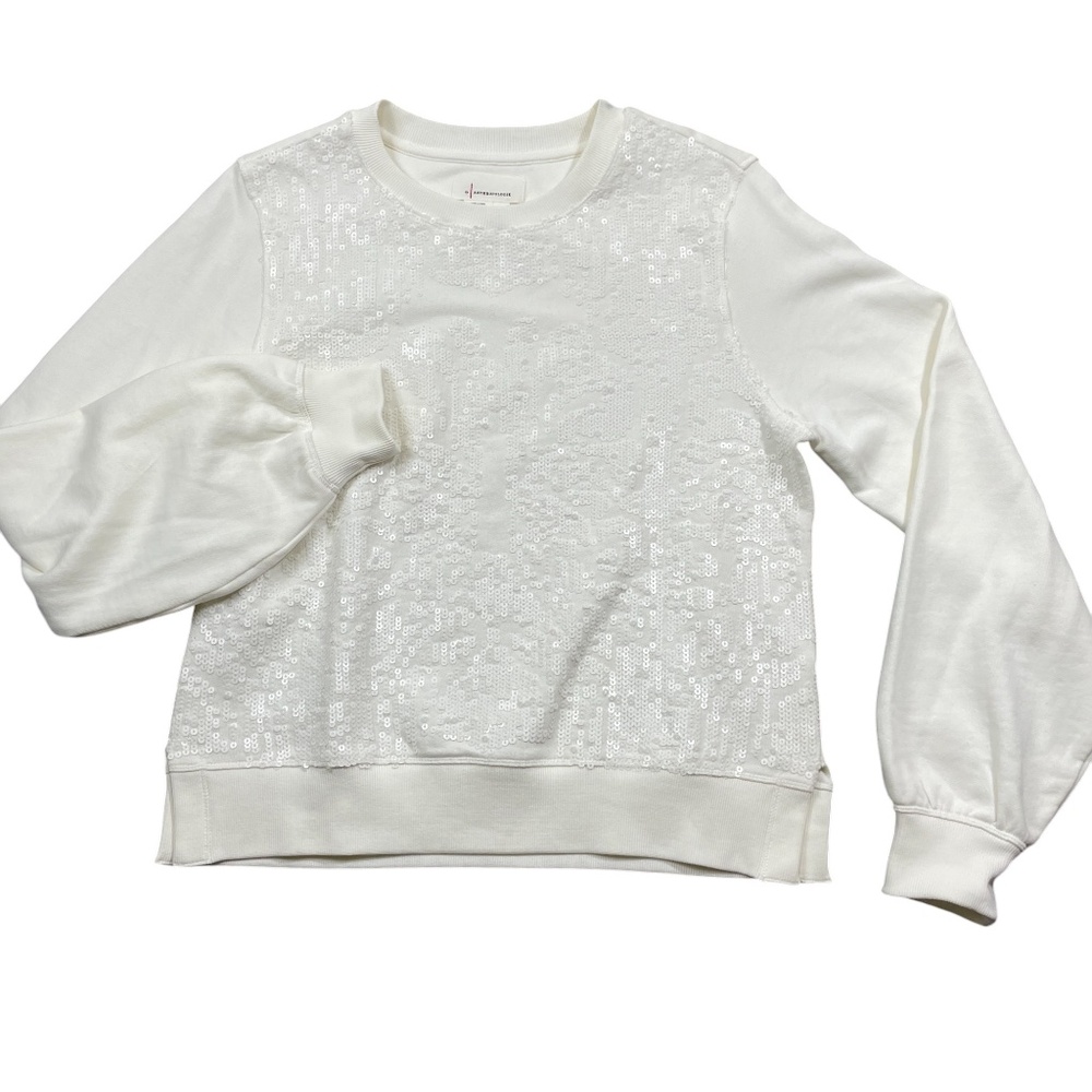 Anthropologie Medium Snow White Long‎ Sleeve Sequined Shirt 100% Cotton
